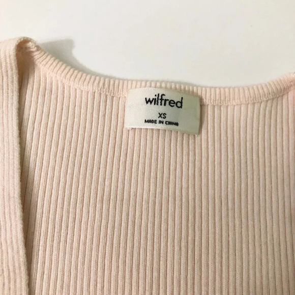 Aritzia Wilfred Elouan Tie Front Ribbed Knit Top Size XS - Picture 2 of 15